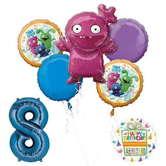 Ugly Dolls 8th Birthday Party Supplies 34" Blue Number 8 Balloon Bouquet Decorations