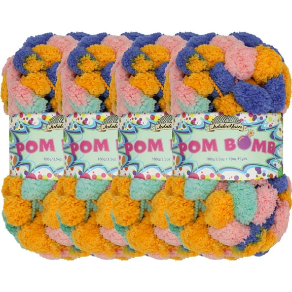 JubileeYarn Pom Bomb Yarn - Super Bulky Polyester - Cosmic Chaos - 4 Skeins