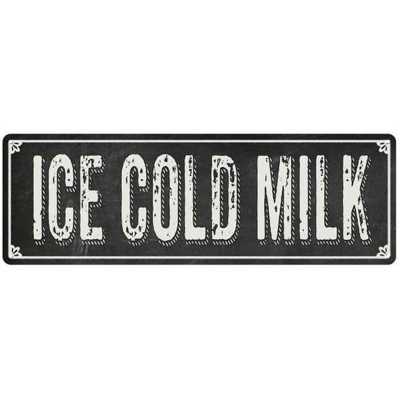 ICE COLD MILK Shabby Chic Black Chalkboard Metal Sign 8x24 Decor 108240050050
