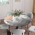 thumbnail image 5 of Grey Geometric Beach Round Tablecloth for 36-44 Inch Tables,Fitted Table Cover with Elastic Edge,Ombre Waves Moire Abstract Art Waterproof Outdoor Table Cloth Protector for Patio Garden Dinner Picnic, 5 of 9