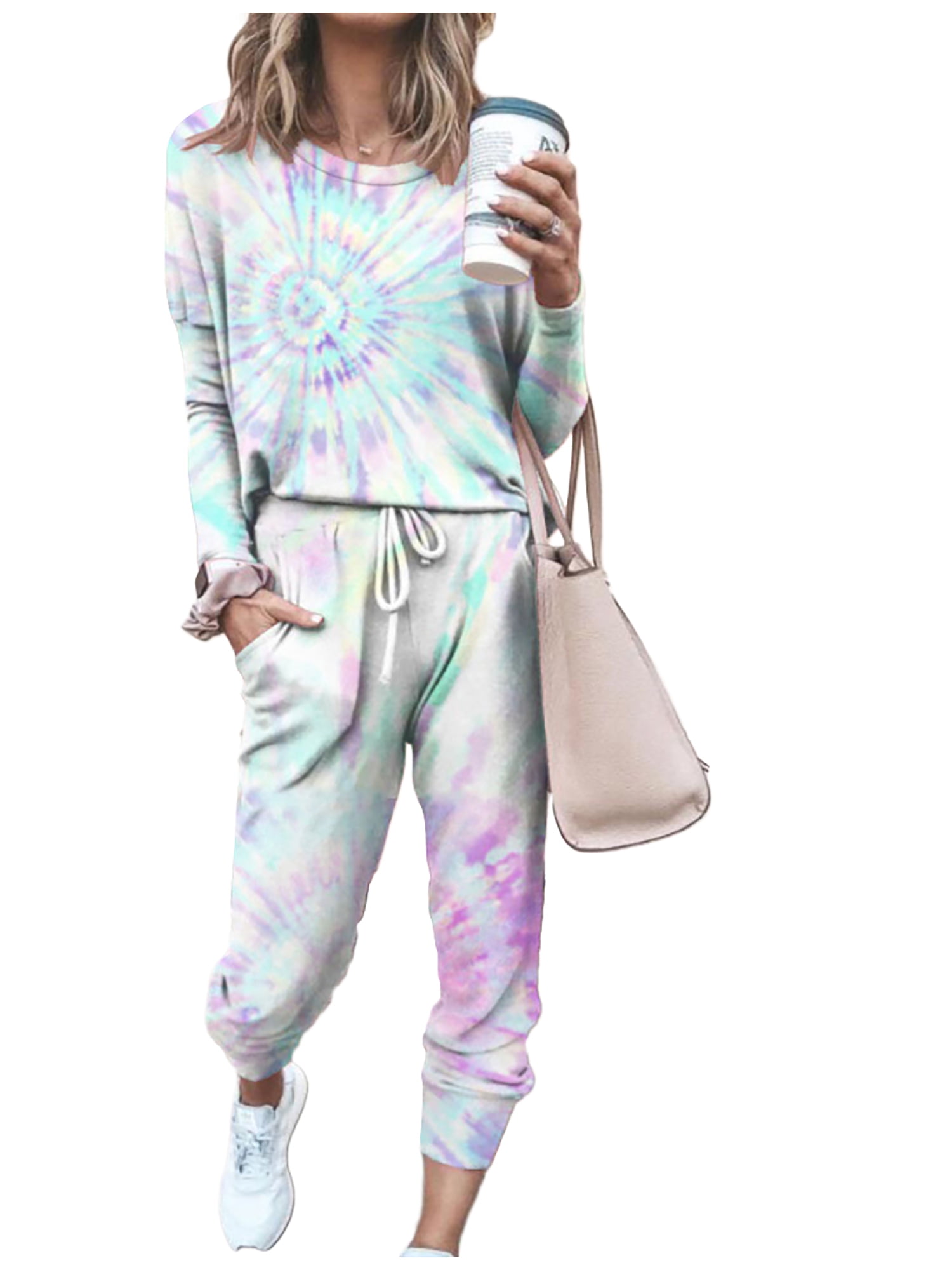 green tie dye sweatsuit