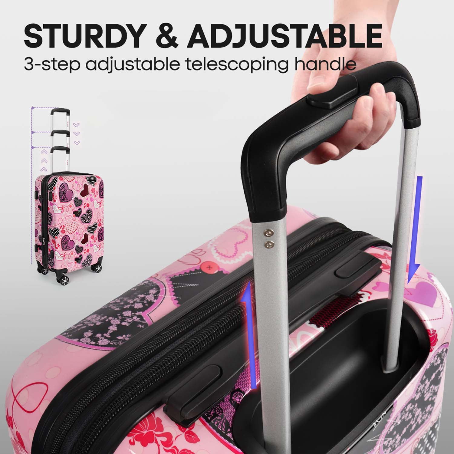 3 Piece Hardside Luggage Set PC Lightweight Expandable Suitcase with Spinner Wheels TSA Lock, 20"/24"/28", Pink, 0028#11
