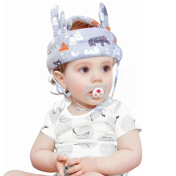 Casco de seguridad para bebés, cómodo, suave, transpirable, ligero, para niños de 5 a 24 meses, color gris