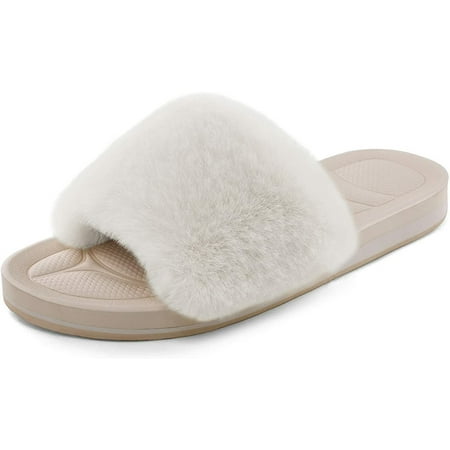 

DREAM PAIRS Womens Fuzzy Fluffy Fur Slides Open Toe House Slippers US Size 5-12