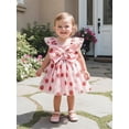 thumbnail image 4 of BemeyourBBs Toddler Baby Girl Summer Strawberry Dress Fruit Outfit Ruffle Sleeve Square Neck Front Bow Smocked Tulle Tutu Dress Birthday Party Princess Dresses, 4 of 9