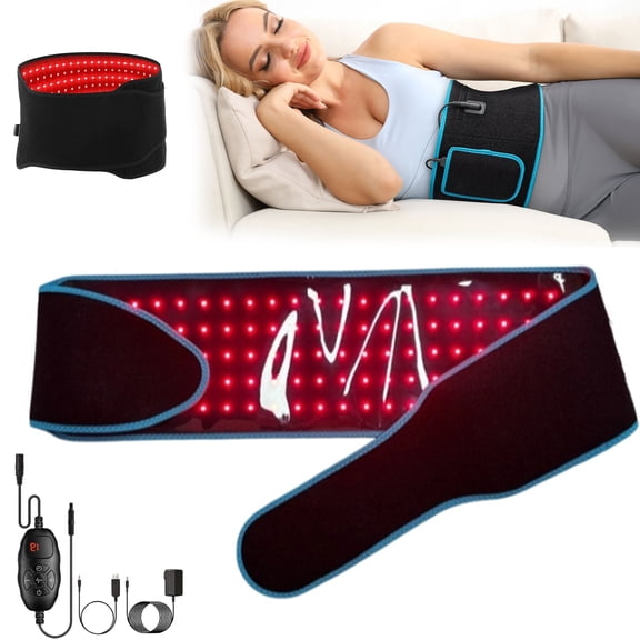 Rlwdqumrt Waist Band Red Light Therapy Belt, 660nm and 850nm Infrared Light Wrap with Adjustable Belt, Wearable Body Care Device for Home Use