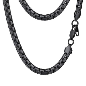 Prosteel Men's Black Stainless Steel Box Chain Necklace