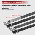 thumbnail image 5 of 100 Pcs Metal Zip Ties 304 Stainless Steel Zip Ties Heavy Duty Self Locking 220 Pound Tensile Strength Cable Suitable for Exhaust Wrapping Fence Outdoor Workshop Canopy(8 Inch，Black), 5 of 6