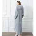 thumbnail image 4 of TOPCHANCES Long Hooded Robe for Men Women, Winter Flannel Thick Warm Bathrobes with Pockets & Zipper (Light Gray, L), 4 of 8