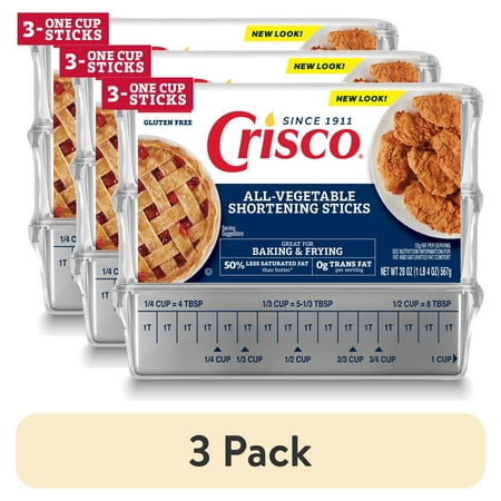 (3 pack) Crisco All-Vegetable Shortening Sticks, 20 oz, 3 One-Cup Sticks