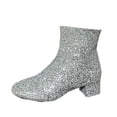 thumbnail image 2 of XIMIN Women Glitter Sparkly Booties Chunky Heels Ankle Boot with Side Zipper Low Heel Casual Block Heeled Short Boots Non Slip Wedding Dress Boots, 2 of 5