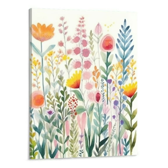 Creowell Watercolor Minimalist Wildflowers Art Print Colorful Flower Pictures Wall Decor for Bathroom Wildflower Painting on Canvas Watercolor Floral Pictures Wildflower Nursery Canvas 16x20 Inch