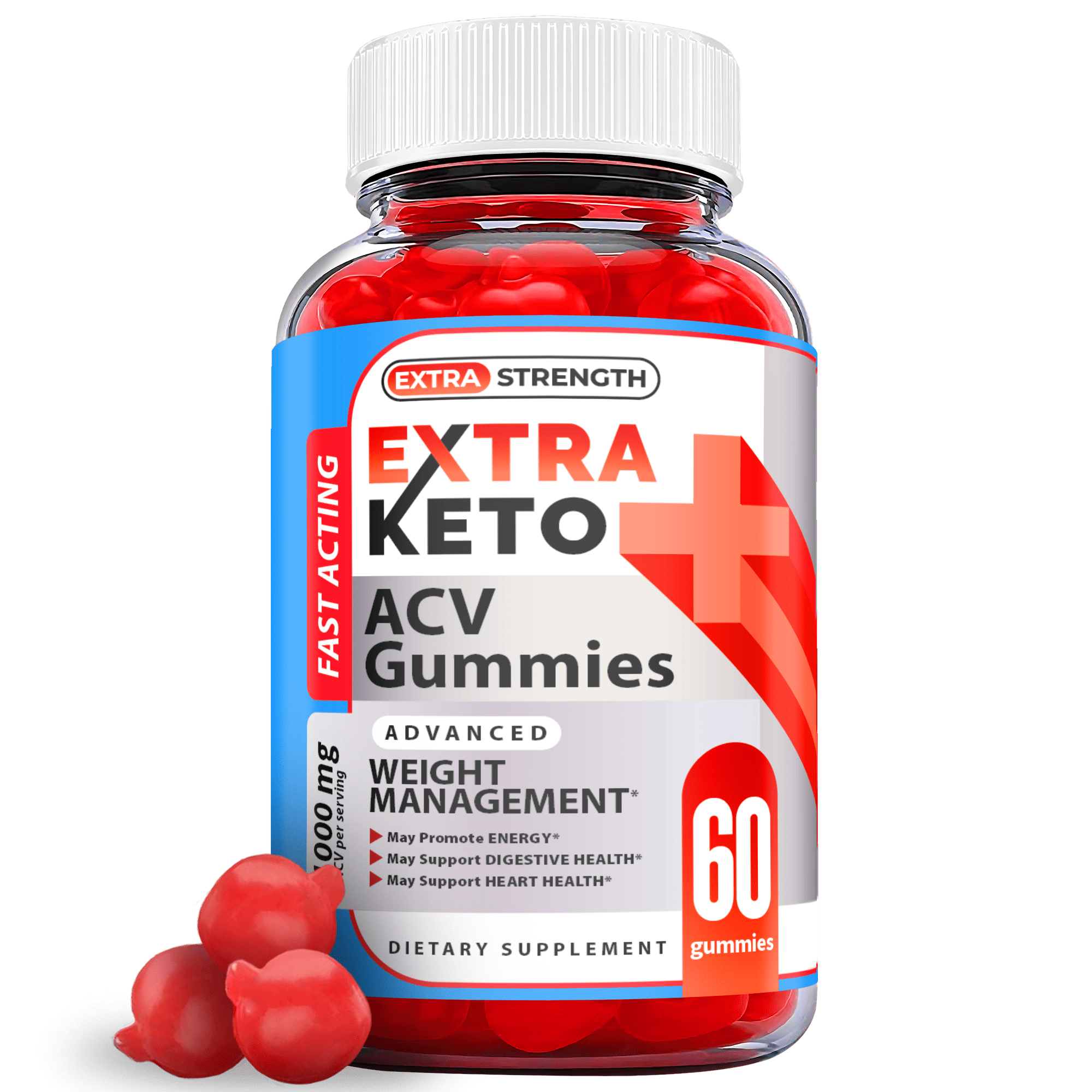 (1 Pack) Extra Keto ACV Gummies - Apple Cider Vinegar Supplement for Weight Loss - Energy & Focus Boosting Dietary Supplements for Weight Management & Metabolism - Fat Burn - 60 Gummies