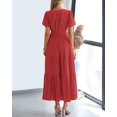 thumbnail image 3 of Vestido casual BTFBM para mujer, verano 2025, cuello en V, maxi con bolsillos, 3 of 9