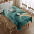 thumbnail image 2 of Teal Marble Gold Wave Pattern Rectangle Tablecloth 60"x84",Waterproof Polyester Rectangle Table Cloth, Wipeable Spillproof Polyester Tablecloth for Dining, Camping, Indoor and Outdoor, 2 of 5