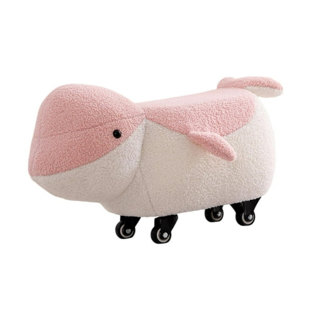 Reposapiés con forma de animal, reposapiés otomano con ruedas, cambiador de zapatos, asiento pequeño de dibujos animados Rosa