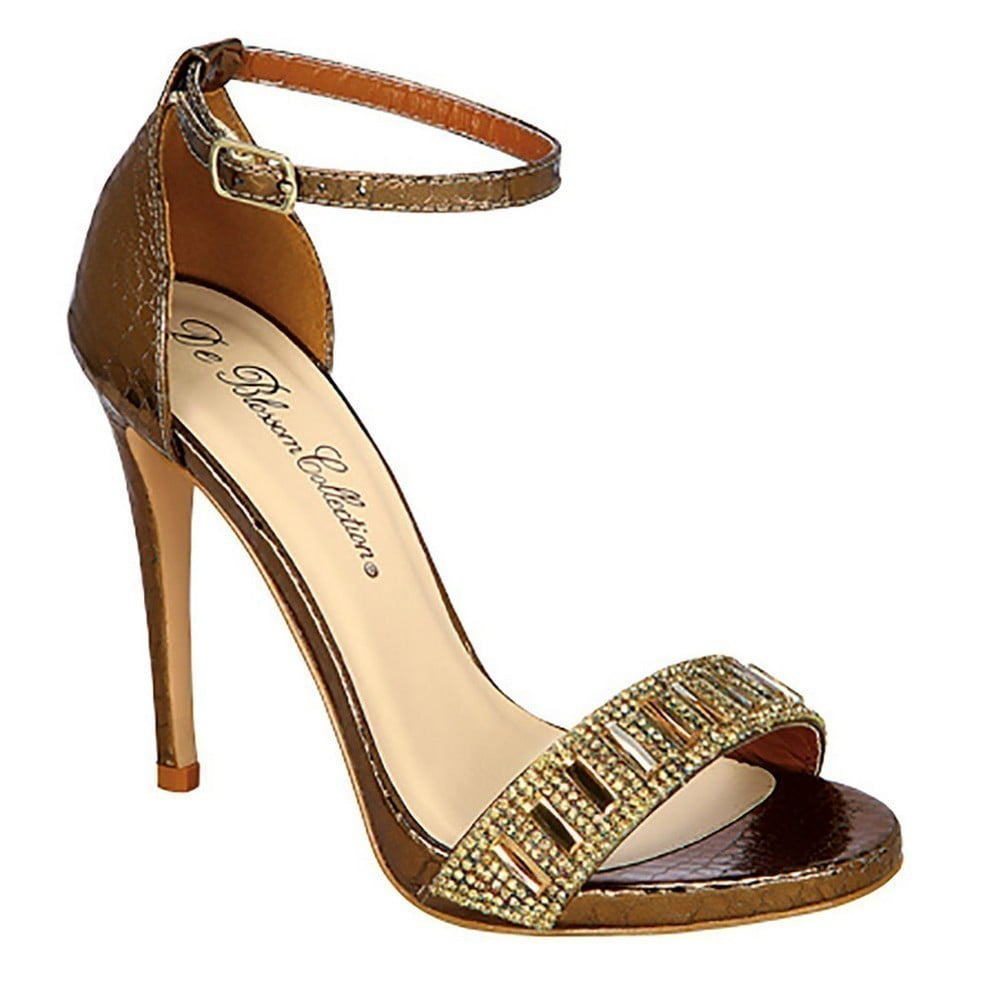 bronze ankle strap heels