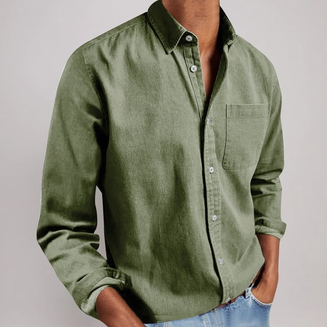 pstuiky manga larga de hombre, Camisa informal de manga larga con botones y bolsillos para hombre Tops de talla grande para hombre xl