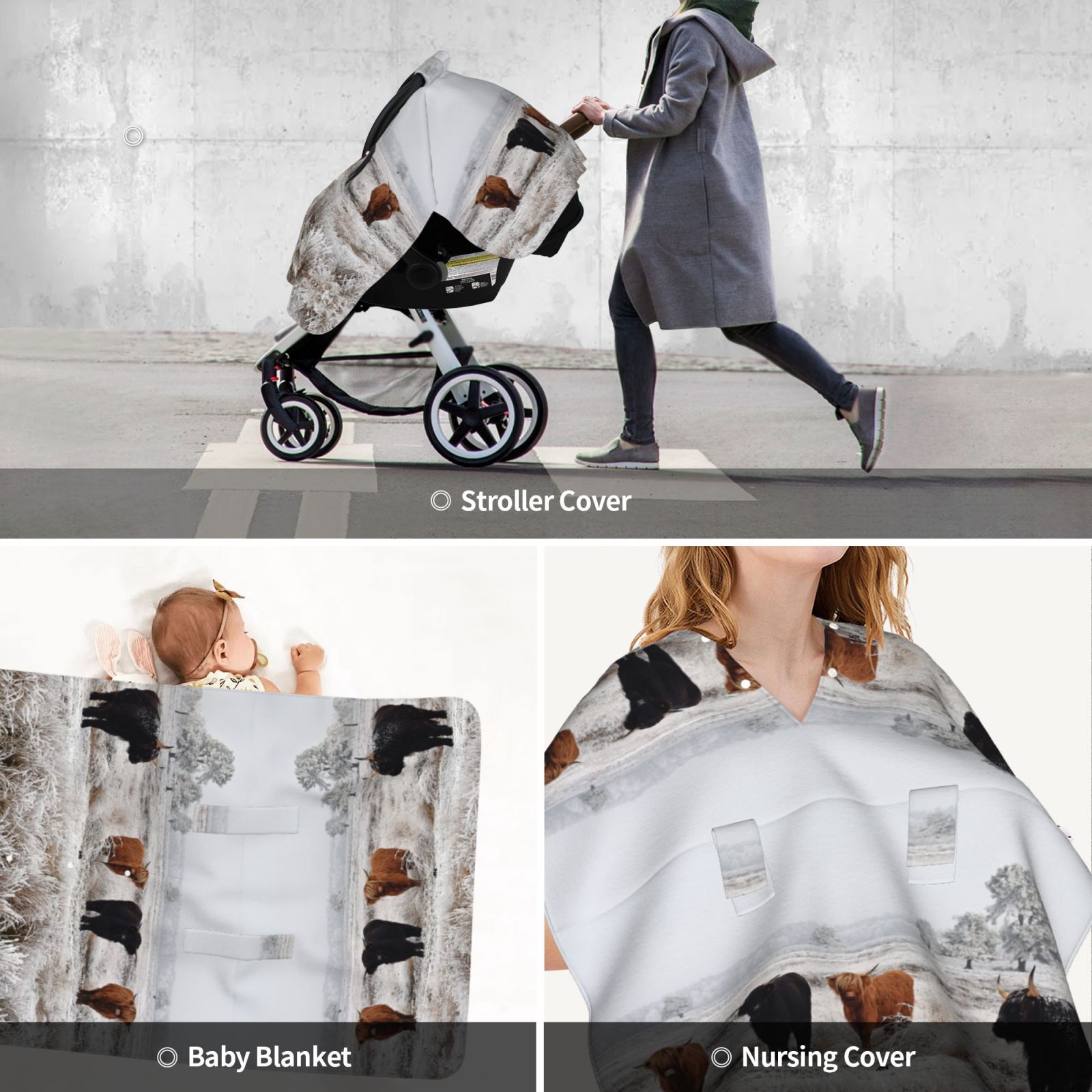 Car Seat Cover Baby - Cow (2) Breathable Infant Car Seat Cover for Baby Carseat, Lightweight Comfort Baby Essentials Must Haves Newborn Stuff for Girl Boy