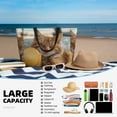 thumbnail image 5 of Ratiio Relaxing Cat With Orange Juice Print Large Capacity Beach Travel Bag, Polyester Waterproof Tote Bag with Zipper for Vacation and Daily Use, 5 of 6