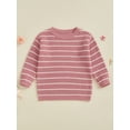 thumbnail image 5 of Mommy and Me Matching Outfits Sweater Stripe Long Sleeve Knitwear Crewneck Pullover Knit Tops, 5 of 10