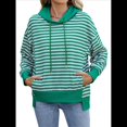 thumbnail image 2 of Sudadera de Rayas de Gran Tamaño para Mujer, Sudadera con Capucha de Bloques de Color, Jersey de Larga, Ropa Y2K Verde y XL, 2 of 10