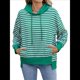 thumbnail image 2 of Sudadera de Rayas de Gran Tamaño para Mujer, Sudadera con Capucha de Bloques de Color, Jersey de Larga, Ropa Y2K Verde y L, 2 of 10
