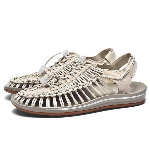 Sandalias unisex Pareja Sandalias de moda Sandalias transpirables huecas tejidas Sandalias de playa para mujer Sandalias de hombre Sandalias planas para exteriores-Beige-40 Teléfono móvil Teléfono móvil Accesorios para teléfonos móviles