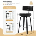 thumbnail image 3 of 26"Swivel Counter Height Bar Stools, Upholstered Modern Faux Leather Barstools with Back&Walnut Wood Legs Counter Stools with Footrestfor Kitchen Island, Black, 3 of 10