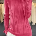 thumbnail image 5 of QUNYINEY Red Women Sweater Pullover Crew Neck Solid Ribbed Knit Tops Long Sleeve Slim Casual Sweaters, 5 of 5
