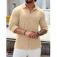 thumbnail image 5 of COOFANDY Long Sleeve Button Up Shirts for Men Athletic Fit Collared Shirt Soild Color No Tuck Soft Textured Casual Shirt, 5 of 9