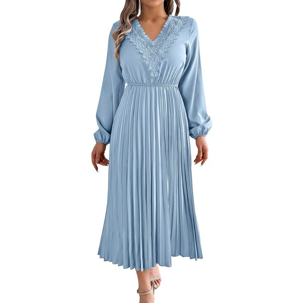 Vestido Floral para las Mujeres Manga Larga V-Cuello Diseño Floral, Vestido de Manga de Linterna de Gran Tamaño para el Otoño