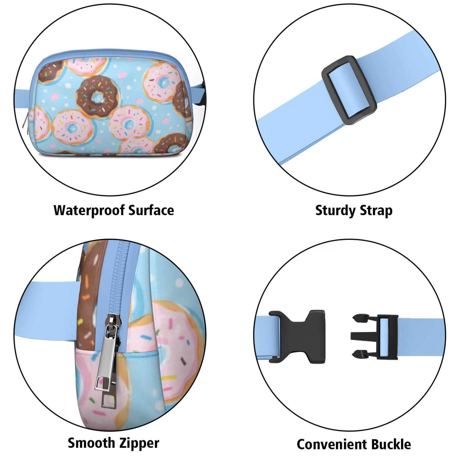 Crossbody Fanny Pack for Sports Enthusiasts Commuters Waist Bag & Hip Bum Bag with Adjustable Strap for Outdoors Workout Traveling Doughnut Sporty Waist Pack
