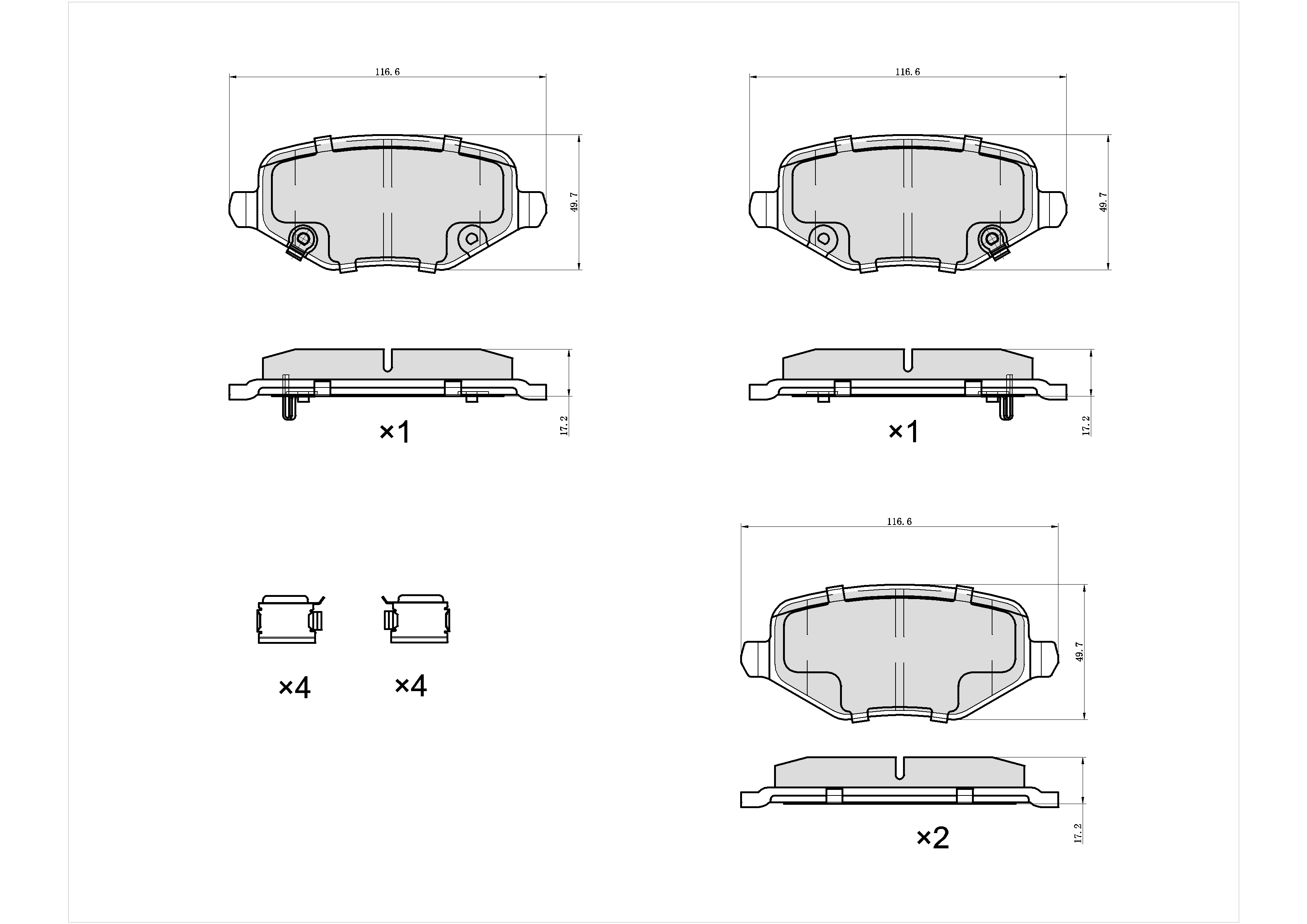 Ultra HC 1000 Brake Pad Set, Rear HC10.1657.0.F, Chrysler Town & Country 2013-2012