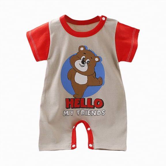 mgoYE Baby Boy Girl Romper Toddler Infant Unisex Short Sleeve Jumpsuit Shorts Summer One Piece|Grey 0-3 Months