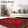 thumbnail image 2 of ODIKA 3'x5' Machine Washable Non-Slip Area Rug, Elegant Floral Medallion Featuring Intricate Burgundy and Green Motifs High Traffic Rug, Red, 664986, 2 of 7