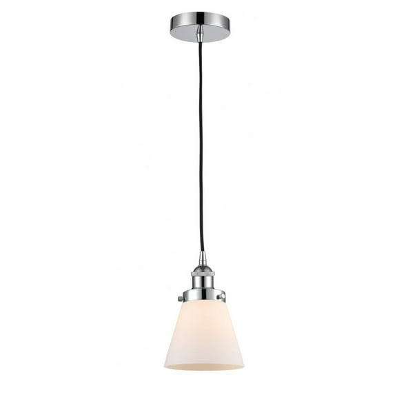 616-1PH-PC-G61-LED-Innovations Lighting-Cone - 1 Light Mini Pendant In Industrial Style-8 Inches Tall and 6 Inches Wide Polished Chrome Matte White