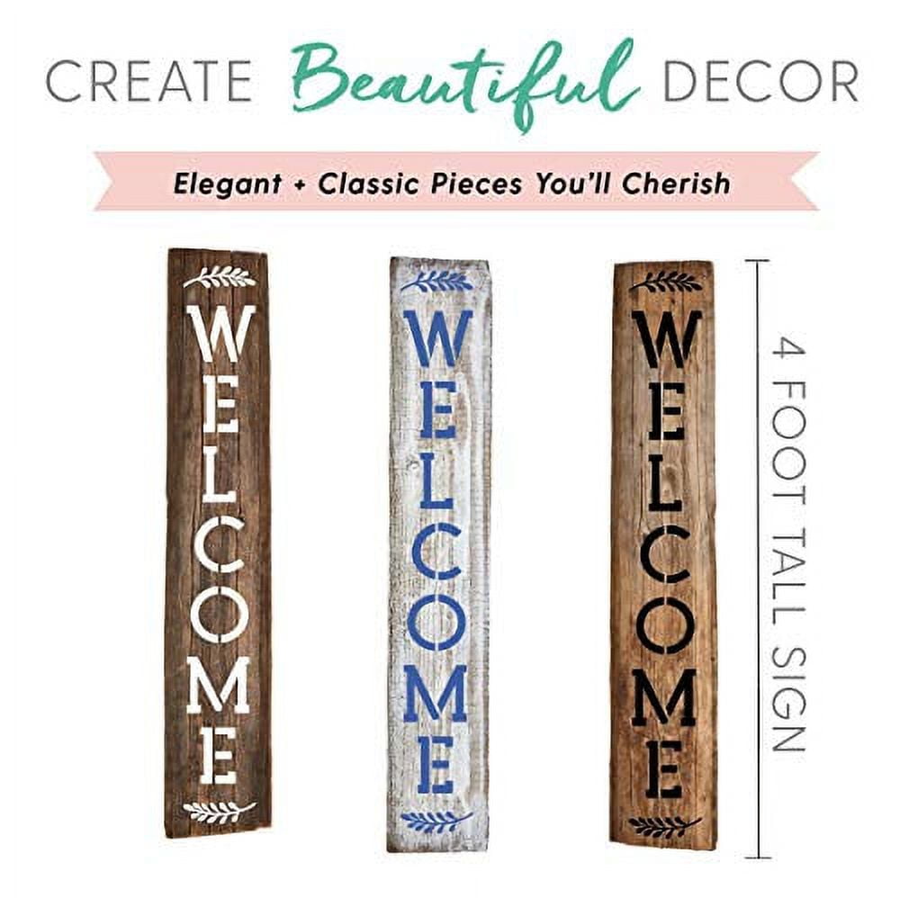 Vertical Welcome Stencils for Painting on Wood & Creating 5FT Welcome Wood  Sign Decor - Large Welcome Stencil for Wood Sign 5FT in Height or Length 