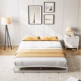 thumbnail image 3 of Full Size Heavy Duty Low Profile Metal Platform Bed | 6-Inch White Legs with Arched Headboard & Footboard | Noise-Free Design with Under-Bed Storage, No Box Spring Needed & Easy Assembly, 3 of 9