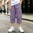 thumbnail image 2 of Nilvkv Boys Cargo Pants, Boys Solid Color Cropped Joggers in Relaxed Fit with Side Pockets, cool choice for Outdoor Wear Purple 9-10 Years, 2 of 8