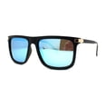 thumbnail image 3 of Mens No Glare Polarized Flat Top Horn Rim Rectangle Sunglasses Matte Black Blue Mirror, 3 of 4