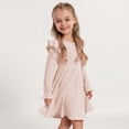 thumbnail image 4 of Hotiary 2-7Y Girls Fall Winter Casual Ribbed Knit Dresses Ruffle Long Sleeve Sweater Dress Button Party Holiday Dress, 4 of 8