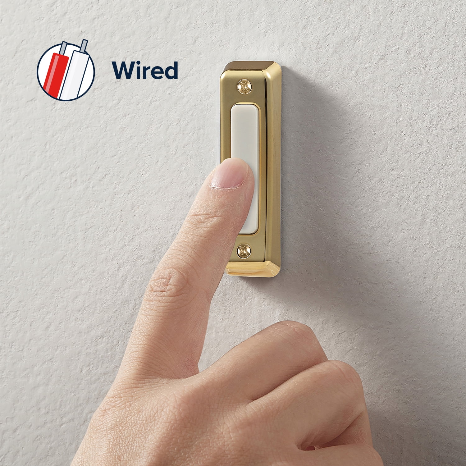 Heath Zenith Heath Zenith Polished Brass Plastic Wired Push Doorbell Button