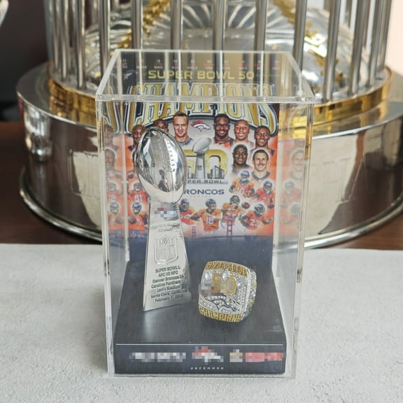 2016 Denver Bro Sup Bo 50 Championship Replica Trophy  Ring with Display Case Trendy Accessory Durable Collectible Championship Gift For Christmas Halloween Gifts.