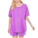 thumbnail image 4 of Conjunto de Pijama de las Mujeres de Moda Casual Color Sólido Manga Corta Cuello Redondo Top Y Pantalones, 4 of 6