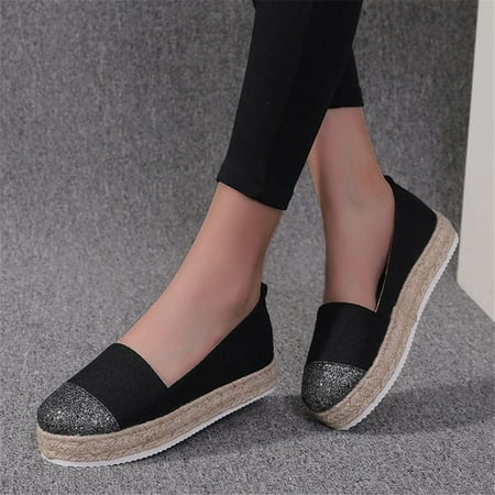 

MIASHUI shoes for women Women s Fashion Solid Color Canvas Casual Shoes Hemp Rope Woven Platform Shoes