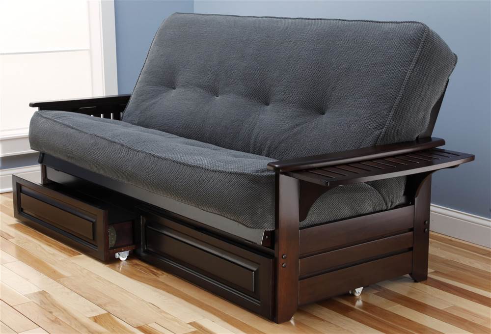 Phoenix Futon in Espresso Finish with Marmont Thunder Mattress