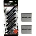 thumbnail image 1 of Bâtons de Charbon Compressés CZCPP 6 Pcs, Gommes en Caoutchouc Pétrillé Grande Taille 2 Pack, Ensemble de Bâtons de Charbon Carrés pour Dessin DIY, Croquis, Ombrage, Débutants et Artistes, 1 of 4