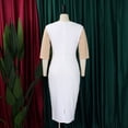 thumbnail image 4 of AURA Plus Size Color Block Pencil Midi Dress Crewneck Half Sleeve High Waist Bodycon Work Office Elegant Dress, 4 of 9