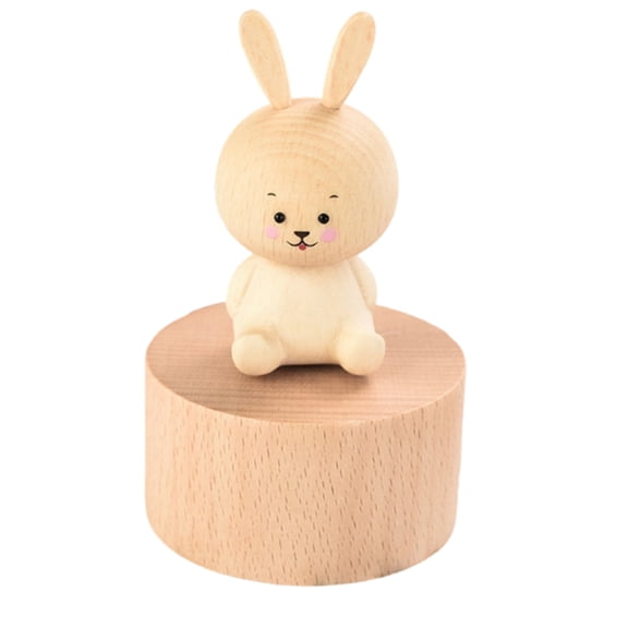 Personalized Rabbit Rotating Animal Music Box, Custom Tabletop Ornament Craft, Premium Handcrafted Musical Keepsake for Birthday, Nursery Home Decor Gift